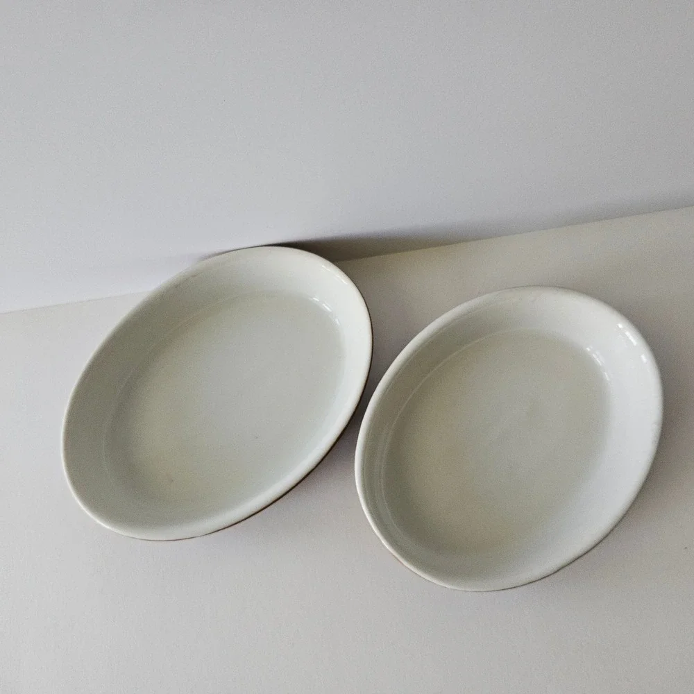 Hall China 570 3/4 Oval Brown Dishes - Set of 2 - USA 6 1/8in Porcelain